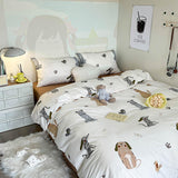 Cifeeo Florals Printed Fresh Bedding Set 100% Cotton High Quality Skin Friendly Duvet Cover with Sheets Home Comfortable Bedding Sets