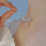 Cifeeo Retro Silver Color Y2k Pendant Necklaces For Women Korean Shiny Zircon Crystal Heart Clavicle Necklace Aesthetic Jewelry Gifts