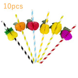 Back to school 10Pcs Flamingo Pineapple Drinking Straws Hawaii Beach Tropical Birthday Party Decoration Summer Pool Party Wedding Supplies