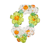Cifeeo New Cute Transparent Resin Acrylic Handmade Beaded Rhinestone Colourful Geometric Square Round Rings for Women Y2k Jewelry Party