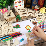 Cifeeo 20/32PCS Kids Wooden Painting Stencil Kit Drawing Board Toys Coloring Puzzle Art Craft Set Kids DIY Educational Toy Accessories