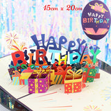 Cifeeo  Hot 3D Pop UP Happy Birthday Cards Invitation Cake Greeting Card Business Kids Gift Tourist Postcard For Friend Dad Mom Present