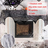 Cifeeo  Halloween Tablecloth Spider Web Spider Bat Sticker Black Lace Table Runners Party Decorations Spooky Home Ornaments Event Supply
