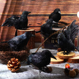 Cifeeo Simulation Crow Ornament Halloween Black Crow Props Simulation Flocking Crow Party Ghost Festival Party DIY Happy Halloween Day