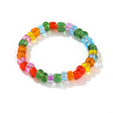 Cifeeo New Cute Transparent Resin Acrylic Handmade Beaded Rhinestone Colourful Geometric Square Round Rings for Women Y2k Jewelry Party