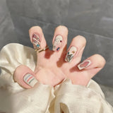 Cifeeo （Handmade Manicures)10 PCS Sweet girl limited milk white cute graffiti flash diamond pure handmade manicure