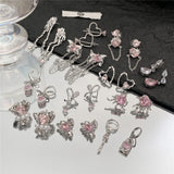 Cifeeo Trending Goth Pink Heart Pendant Drop Earrings For Women Peach Sweet Cool Aesthetic Y2K Jewelry Christmas Black Friday Deals