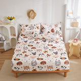 Cifeeo Cute Animals Printed Fitted Sheet Mattress Cover with All-Around Elastic Rubber Band Washed Cotton Bedsheet Bed Linenseo