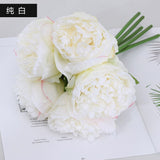 Graduation Gift  5 Pierced Roses Realistic Touch Moisturizing Rose Bud Artificial Flowers Bouquet Wedding Home Table Decor Arrange Fake Plants