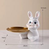 Cifeeo Home Tray Sculpture Rabbit Storage Ornaments,Living Room Decoration Tabletop Fruit Plate,TV Cabinet Decor Sculpture Resin Crafts