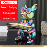 Cifeeo Cool Bulldog,Statue,Table Decoration,Fashion Sculpture,Home Room Decor,Multifunction,Desk Storage,Figurine Miniature,Coin Bank