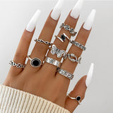 Cifeeo Vintage Hollow Heart Butterfly Rings Set For Women Metal Silver Color Geometric Spiral Shape Ring 22pcs Set 2023 Trendy Jewelry