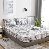 Cifeeo Nordic Mirco Fiber Marble Print Fitted Bed Sheet Single Elastic Band Double Bed Linen Home Soft Comfortable King Size Bedsheet
