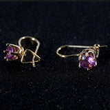 Cifeeo  Fashion Women Natural Purple Gemstone Hook Dangle Stud Vintage Earring Party Gifts Jewelry