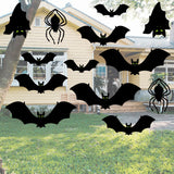 Cifeeo  1 Set Halloween Decorative Big Spiders Glowing Eyes Bat Hanging Ornamental Halloween Party Courtyard Wall Decoration