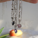 Cifeeo Y2k Pink Crystal Peach Heart Pendant Necklace For Women Egirl Sweet Cool Clavicle Chain Necklace Aesthetic Jewelry Party Gifts