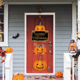 Cifeeo  2023 Halloween Pumpkin Hanging Sign Spooky Witch Bat Trick or Treat Banner Front Door decor Halloween Party Decorations for Home