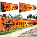 Cifeeo   250X48cm Latest Happy Halloween Banner Bloody Bat Pumpkin Ghost Print Party Backdrop Hanging Banner Halloween Decor