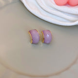 Cifeeo New Arrival Stud Earrings Fashion  Resin Women Classic  C-shaped Simple Cute Colour Springs Elegant Jewelry