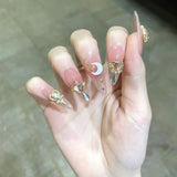 Cifeeo （Handmade Manicures）10PCS Customized Shiny Water Ice Moon Wedding Photos Pregnant Women New Fake Nail Patch Finished Product