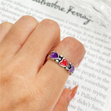 Cifeeo Korean Style Blue Purple Rings for Women Punk Trendy Vintage Heart Ring Small Daisy Flower Rings Party Couple Rings