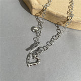 Cifeeo Kpop Heart Chain Choker Necklace For Women collar Goth Necklaces Aesthetic Jewellery Christmas Party Girl halloween New Chocker