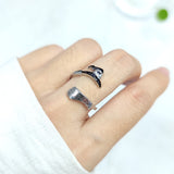 Cifeeo Personality Simple Broom Witch Ring Silver Color Separation Open Ring Personality Fashion Silver Hand Jewelry Adjustable