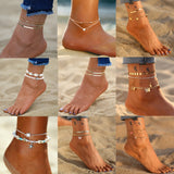 Cifeeo Bohemian Gold Butterfly Anklets For Women Fashion Siilver Color Beads Anklet Summer Beach Ankle Bracelet Foot Chain Jewelry