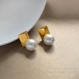 Christmas Gift 925 Silver Needle Fashion Jewelry Geometric Earrings 2022 New Trend Hot Selling Pearl Stud Earrings For Women Party Gifts