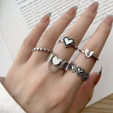 Cifeeo Geometric silver color snake leaf rings set for women punk fashion letter heart Finger Rings 25pcs/set Party Jewelry