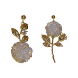 Back to schoolKorean New Asymmetric Flower Earrings Fashion Temperament Versatile Earrings Female Jewelry