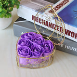 Metal Basket 6 Rose Soap Flower Heart-shaped Gift Box Birthday Valentine's Day Gift Giveaway Aromatherapy Artificial Flowers