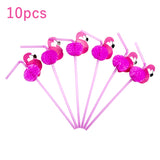 Back to school 10Pcs Flamingo Pineapple Drinking Straws Hawaii Beach Tropical Birthday Party Decoration Summer Pool Party Wedding Supplies