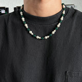 Cifeeo-Stitching Green Beaded Necklace