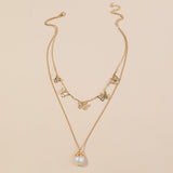 CIFEEO-Freshwater Pearl Butterfly Multi-layer Necklace