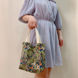 Cifeeo-Floral Pattern Corduroy Handbag, Portable Lunch Bag For Outdoor, Snap Button Satchel Purse