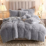 Cifeeo-3pcs Multicolor Plush Duvet Cover Set - Soft And Warm Bedding For Bedroom, Guest Room, And Dorm Decor