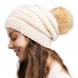 CIFEEO-Wool Ball Wool Hat Ladies