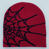 Cifeeo-1pc Unisex Plain Color Slouchy Knitted Beanie Hat With Spider Web Embroidery For Autumn And Winter