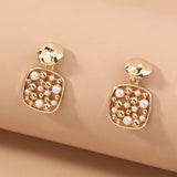 CIFEEO-Square Cut-out Pearl Earring Accessories