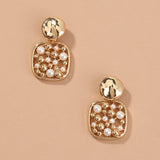 CIFEEO-Square Cut-out Pearl Earring Accessories