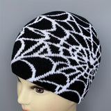 Cifeeo-1pc Unisex Plain Color Slouchy Knitted Beanie Hat With Spider Web Embroidery For Autumn And Winter