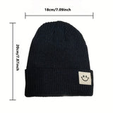 Cifeeo-Smile Face Beanie for Women Men Smile Winter Beanie Hat Acrylic Knit Embroidery Skull Cap