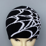 Cifeeo-1pc Unisex Plain Color Slouchy Knitted Beanie Hat With Spider Web Embroidery For Autumn And Winter