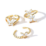 CIFEEO-Zircon Butterfly Open Ring Three-piece Set