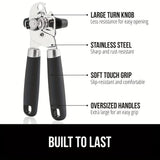 Cifeeo-1pc, Can Opener, Heavy Duty Stainless Steel Smooth Edge Manual Hand Held Can Opener With Soft Touch Handle, Rust Proof Oversized Easy Turn Knob,  Large Lid Openers, Bottle Opener, Jar Opener, Kitchen Acessaries, Dorm Supplies, Restaurant Supplies