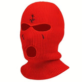 Cifeeo-Winter Embroidered Knitted Ski Mask Balaclava 3 Hole Knitted Ski Neck Warmer Warm Knitted Hat Valentine's Day gift, New Year gift