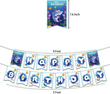 Ocean theme birthday party decorations , ocean party decorations Set includes ocean happy birthday banner ,ocean cake topper, ocean balloons, under the sea birthday decorations for ocean birthday party decorations