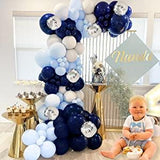 168pcs DIY Balloons Garland with Night Blue Macaron Blue Metallic Sliver Grey Balloon Arch Garland For Jungle Safari Theme Party Woodland , Weddings , Birthday Parties , Baby shower Party Decorations