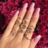 Cifeeo 67Pcs Vintage Knuckle Rings Set Stackable Finger Rings Midi Rings for Women Bohemian Hollow Carved Flowers Gold&amp;Silver Rings Crystal Joint Rings with Storage Bag